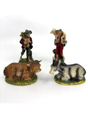 Vtg Fontanini Nativity Figures Josiah Gabriel Ox Donkey Italy 5" Lot Simonetti